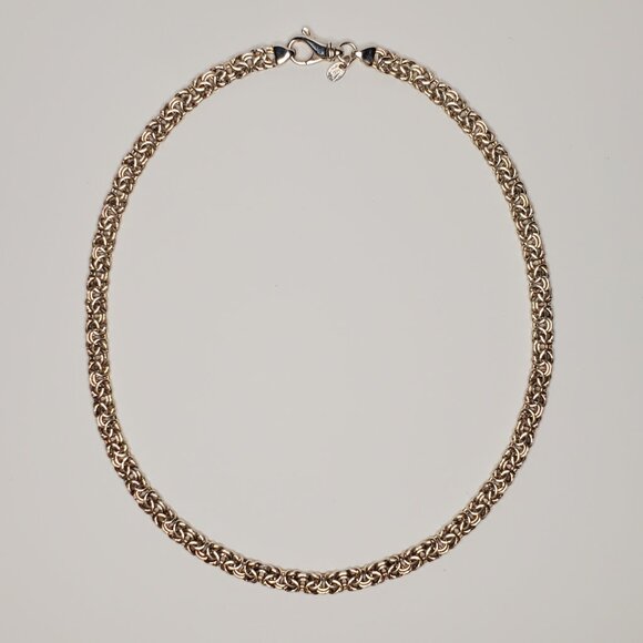 Sterling Silver Byzantine Chain Necklace, Dyadema (Italy) - Picture 1 of 16